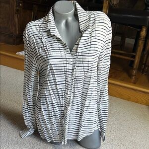 VELVET HEART, BLUE AND WHITE STRIPE BLOUSE